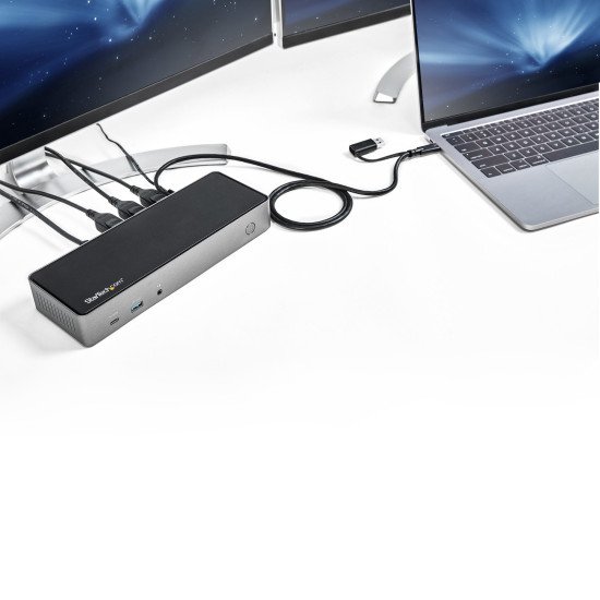 StarTech.com Dock USB-C & USB-A - Station d'Accueil Universelle à Triple Écran DisplayPort & HDMI 4K 60Hz - 85W Power Delivery, 6x USB Hub, GbE, Audio - USB 3.1 Gen 2 10Gbps