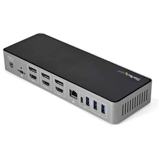 StarTech.com Dock USB-C & USB-A - Station d'Accueil Universelle à Triple Écran DisplayPort & HDMI 4K 60Hz - 85W Power Delivery, 6x USB Hub, GbE, Audio - USB 3.1 Gen 2 10Gbps