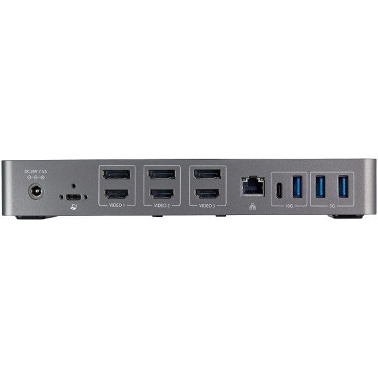 StarTech.com Dock USB-C & USB-A - Station d'Accueil Universelle à Triple Écran DisplayPort & HDMI 4K 60Hz - 85W Power Delivery, 6x USB Hub, GbE, Audio - USB 3.1 Gen 2 10Gbps