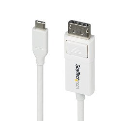StarTech.com Câble USB-C vers DisplayPort 1.2 de 2m 4K 60Hz, Câble Adaptateur Bidirectionnel DP vers USB-C / USB-C vers DP Réversible, Compatible Thunderbolt, Blanc