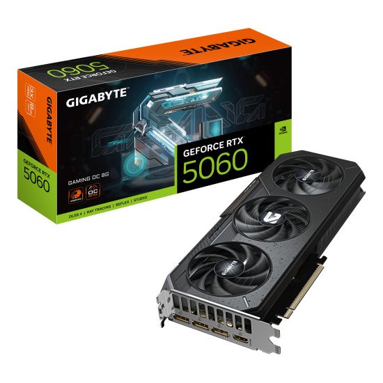 GIGABYTE GeForce RTX 5060 GAMING OC 8G Carte Graphique - 8GB GDDR7, 128bit, PCI-E 5.0, 2595 MHz Fréquence du cœur, 3 x DisplayPort, 1 x HDMI, GV-N5060GAMING OC-8GD GIGABYTE GeForce RTX 5060 GAMING OC 8G Carte Graphique - 8GB GDDR7, 128bit, PCI-E 5.0, 2595 MHz Fréquence du cœur, 3 x DisplayPort, 1 x HDMI, GV-N5060GAMING OC-8GD