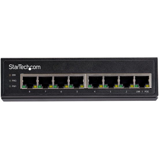 StarTech.com Switch Industriel PoE Gigabit 8 Ports - 30W - Repartiteur Power Over Ethernet - Switch PoE+ GbE Non Géré - Gigabit Haute Puissance - IP-30/-40 °C à 75 °C