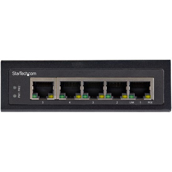 StarTech.com Switch Industriel PoE Gigabit 5 Ports - 30W - Repartiteur Power Over Ethernet - Switch PoE+ GbE Non Géré - Commutateur Réseau Gigabit Haute Puissance - IP-30/-40 °C à 75 °C