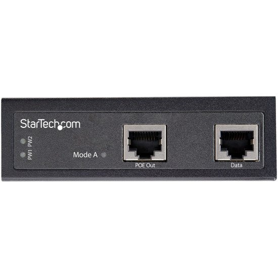 StarTech.com Injecteur PoE Gigabit Industriel 30W - 802.3at PoE+ Midspan 48V-56V CC DIN Rail - Injecteur Power Over Ethernet / -40 à +75°C - Caméras/Capteurs/Points d'Accès Wifi