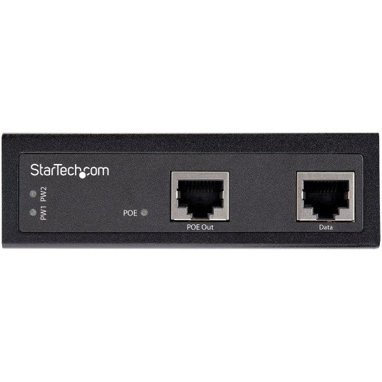 StarTech.com Injecteur PoE Gigabit Industriel - Haute Vitesse/Haute Puissance 90W - 802.3bt PoE++ 48V-56V CC DIN Rail - Injecteur Durable UPoE/Ultra Power Over Ethernet | -40 à +75°C