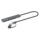 Manhattan Dock/hub combo USB-C & USB-A, 4 ports : 4x USB-A, 5 Gbit/s (USB 3.0), Alimenté par USB (aucune alimentation externe requise), câble 25 cm