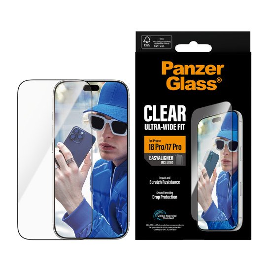 PanzerGlass ® Screen Protector iPhone 2026 Pro | 17 Pro | Ultra-Wide Fit w. EasyAligner Protection d'écran transparent 1 pièce(s)