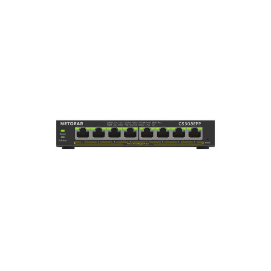 Netgear GS308EPP Géré L2/L3 Gigabit Ethernet (10/100/1000) Noir 