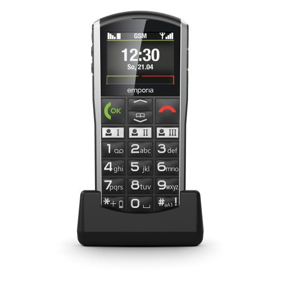 Emporia SiMPLiCiTY 5,08 cm (2") 90 g Noir, Argent Téléphone pour seniors