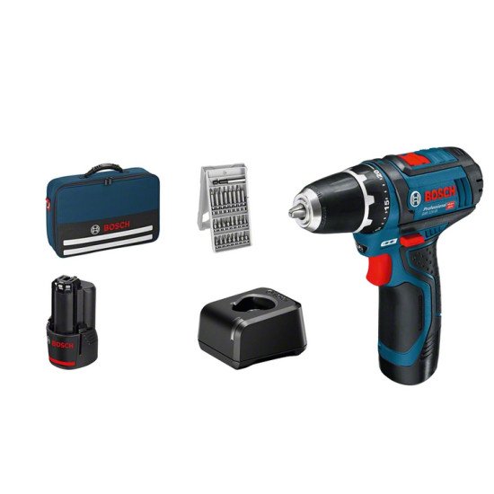 Bosch GSR 12V-15 Professional 1300 tr/min Noir, Bleu