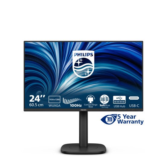 Philips 3000 series 24B2N3200D/00 écran PC 61,2 cm (24.1") 1920 x 1200 pixels WUXGA LCD Noir