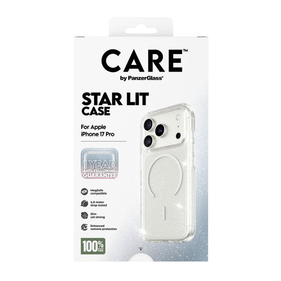 PanzerGlass CARE by ® Flagship Case Urban Explorer Star Lit w. White MagSafe iPhone 17 Pro coque de protection pour téléphones portables Housse Transparent