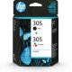 HP Pack de 2 cartouches d'encre authentiques 305 3 couleurs / noir