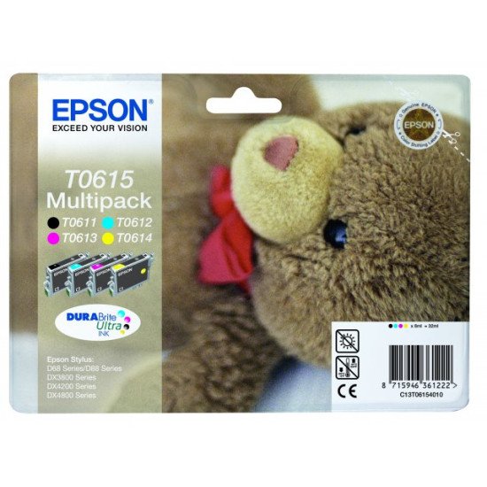 Epson T0615 Pack de 4 cartouches Noir, Cyan, Magenta, jaune Epson T0615 Pack de 4 cartouches Noir, Cyan, Magenta, jaune