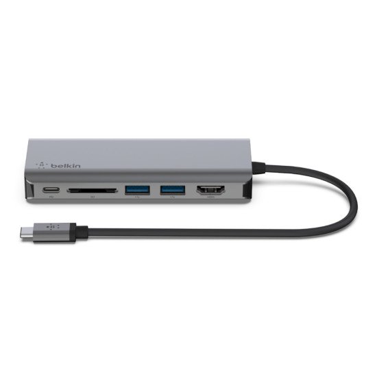 Belkin AVC008BTSGY hub & concentrateur USB 3.2 Gen 1 (3.1 Gen 1) Type-C 5000 Mbit/s Noir, Gris