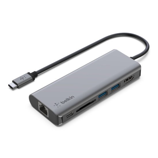 Belkin AVC008BTSGY hub & concentrateur USB 3.2 Gen 1 (3.1 Gen 1) Type-C 5000 Mbit/s Noir, Gris