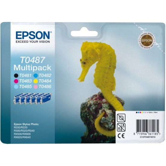Epson T0487 Pack de 6 cartouches Noir, Cyan, Magenta, Jaune, Cyan clair, Magenta clair Epson T0487 Pack de 6 cartouches Noir, Cyan, Magenta, Jaune, Cyan clair, Magenta clair