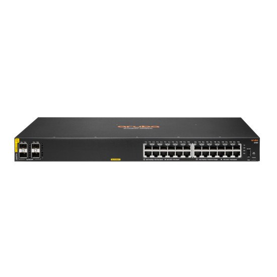 HPE Aruba 6100 24G Class4 PoE 4SFP+ 370W Géré L3 Gigabit Ethernet 1U Noir