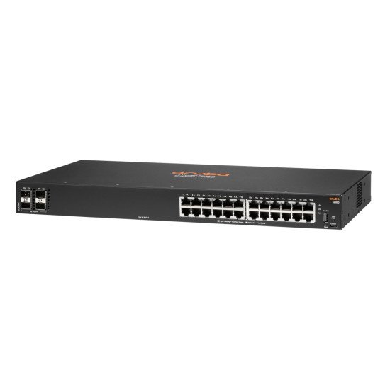 HPE Aruba 6100 24G 4SFP+ Géré L3 Gigabit Ethernet (10/100/1000) 1U Noir