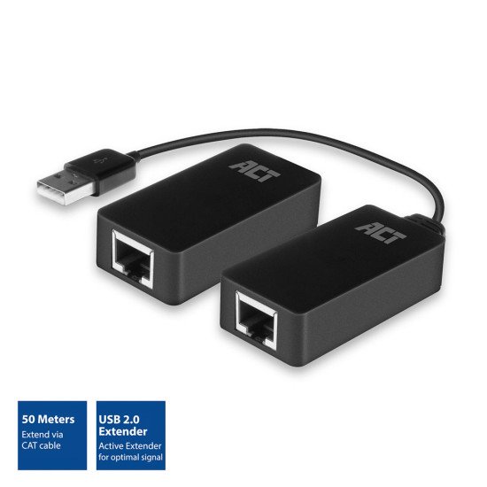 ACT AC6063 changeur de genre de câble USB A RJ-45 Noir