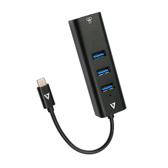 V7 V7UCRJ45USB3 hub & concentrateur USB Type-C 1000 Mbit/s Noir