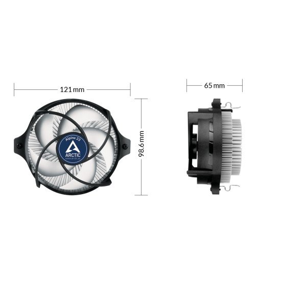 ARCTIC Alpine 23 - Compact AMD CPU-Cooler Processeur Kit de refroidissement 9 cm Aluminium, Noir 1 pièce(s)