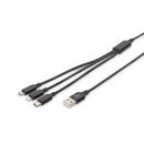Digitus Câble de charge 3 en 1, USB A + Micro USB + USB-C Digitus Câble de charge 3 en 1, USB A + Micro USB + USB-C