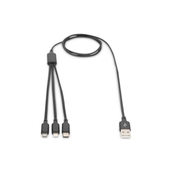 Digitus Câble de charge 3 en 1, USB A + Micro USB + USB-C