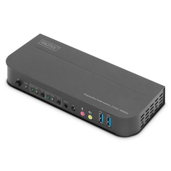 Digitus Commutateur KVM, 2 ports, 4K 60 Hz, 2 x entrées DP, 1 x sortie DP/HDMI