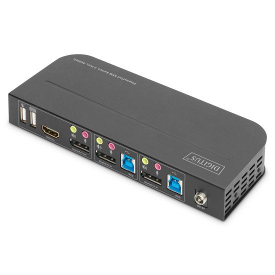 Digitus Commutateur KVM, 2 ports, 4K 60 Hz, 2 x entrées DP, 1 x sortie DP/HDMI