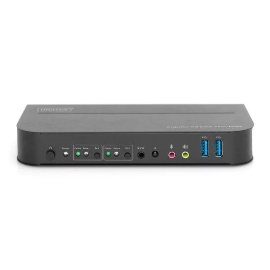 Digitus Commutateur KVM, 2 ports, 4K 60 Hz, 2 x entrées DP, 1 x sortie DP/HDMI Digitus Commutateur KVM, 2 ports, 4K 60 Hz, 2 x entrées DP, 1 x sortie DP/HDMI