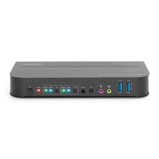 Digitus Commutateur KVM, 2 ports, 4K 60 Hz, 2 x entrées DP, 1 x sortie DP/HDMI