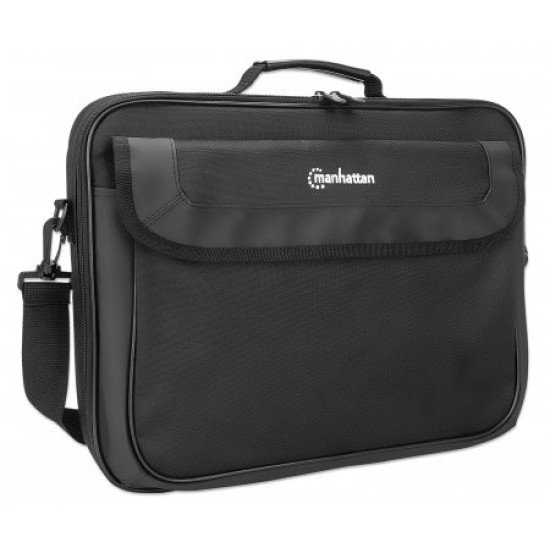 Manhattan Sacoche PC portable Cambridge 15,6", clamshell, noire, ÉCONOMIQUE, poche accessoires, compartiment documents, bandoulière amovible, équiv. Targus TAR300, garantie 3 ans