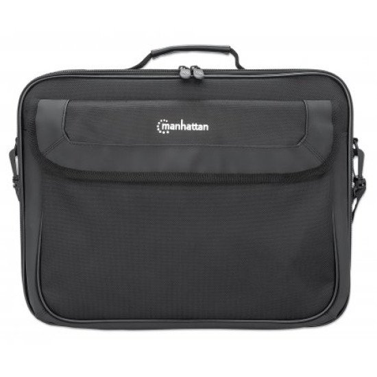 Manhattan Sacoche PC portable Cambridge 15,6", clamshell, noire, ÉCONOMIQUE, poche accessoires, compartiment documents, bandoulière amovible, équiv. Targus TAR300, garantie 3 ans