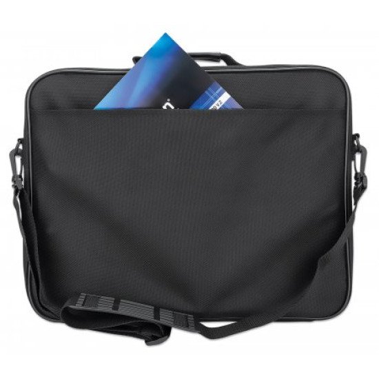 Manhattan Sacoche PC portable Cambridge 15,6", clamshell, noire, ÉCONOMIQUE, poche accessoires, compartiment documents, bandoulière amovible, équiv. Targus TAR300, garantie 3 ans