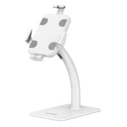 Manhattan Support antivol de bureau pour tablette/iPad, universel, rotation 360°, inclinaison +20° à -110°, verrouillable, blanc, tablettes 7,9"–11"