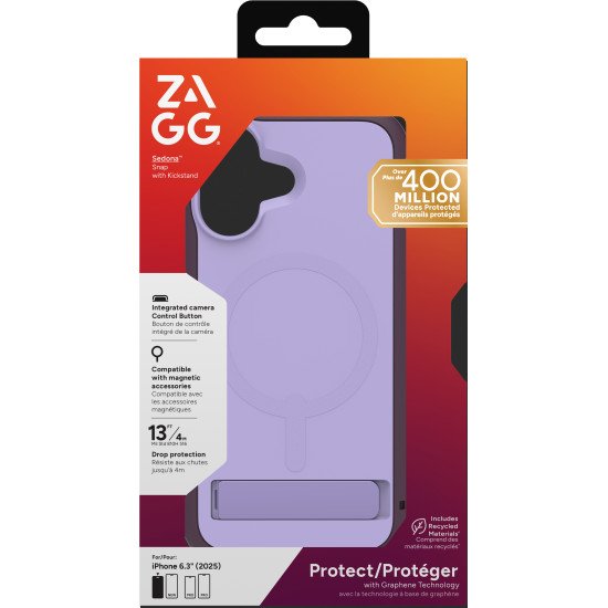 ZAGG Sedona Snap Kickstand coque de protection pour téléphones portables 16 cm (6.3") Housse Violet ZAGG Sedona Snap Kickstand coque de protection pour téléphones portables 16 cm (6.3") Housse Violet