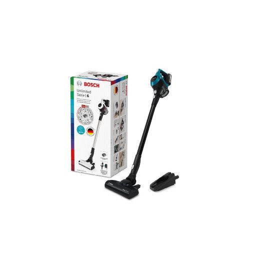 Bosch Serie 6 BBS611LAG aspirateur balai et balai électrique Aspirateur-balai 2 en 1 Batterie Sec Sans sac 0,3 L Bleu 2,5 Ah