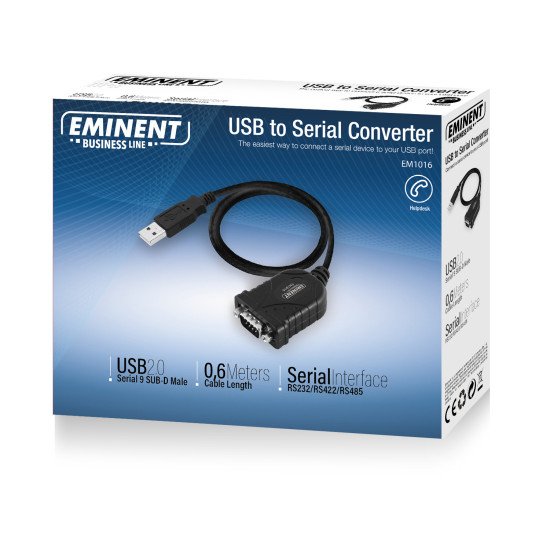 Eminent EM1016 câble Série Noir 0,6 m USB A RS-232