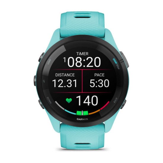 Garmin Forerunner 265 3,3 cm (1.3") AMOLED 46 mm Numérique 416 x 416 pixels Écran tactile Noir, Bleu Wifi GPS (satellite)