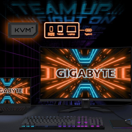 GIGABYTE M32QC Moniteur de jeu incurvé 31,5" QHD - 2560 x 1440, 1500R, 165Hz, 1ms, 350 cd/m², FreeSync Premium Pro, Display HDR400, HDMI 2.0, DisplayPort 1.2