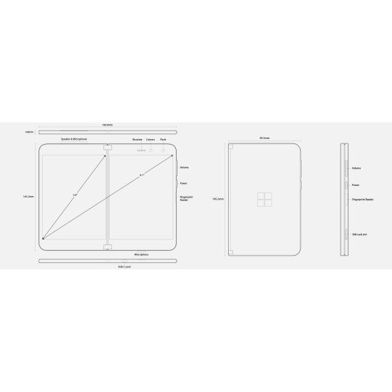 Microsoft Surface Duo 14,2 cm (5.6") Double SIM Android 10.0 4G USB Type-C 6 Go 256 Go 3577 mAh Blanc