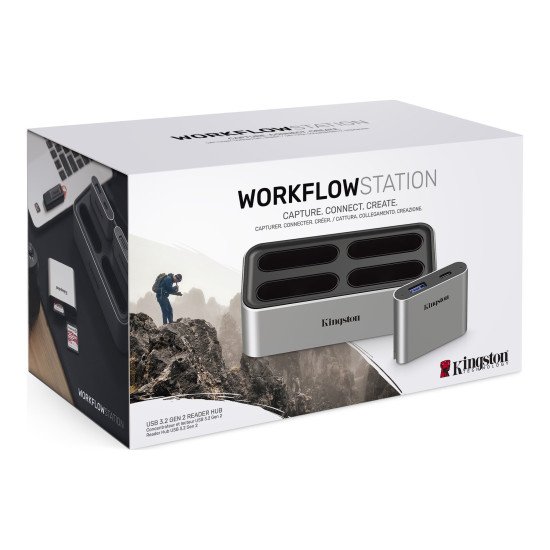 Kingston Technology Workflow Station Avec fil USB 3.2 Gen 2 (3.1 Gen 2) Type-C Noir, Argent