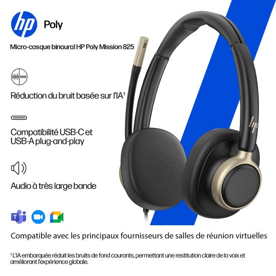 HP Poly Micro-casque filaire USB binaural Mission 825