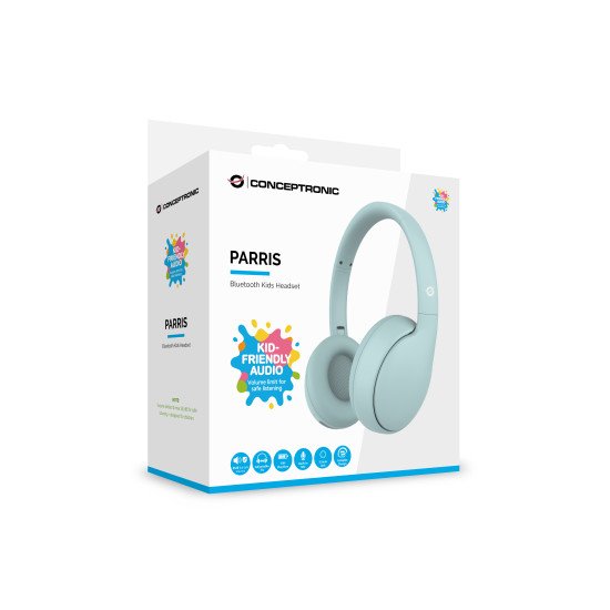 Conceptronic PARRIS04B casque Avec fil &sans fil Arceau Appels/Musique Bluetooth Bleu clair