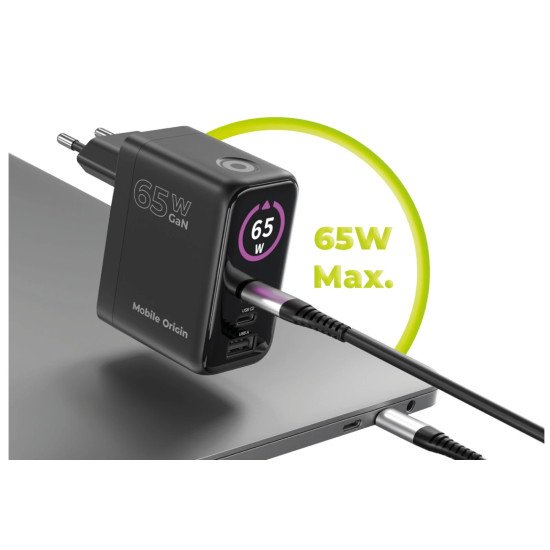 Mobile Origin MO-65WDCH-PW20 chargeur d'appareils mobiles Universel Noir Secteur Charge rapide Intérieure