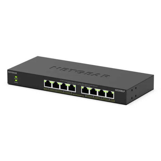 NETGEAR GS308LP Non-géré Gigabit Ethernet (10/100/1000) Connexion Ethernet POE Bureau Noir