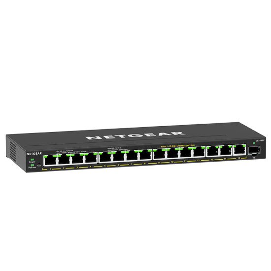 Netgear GS316EP-100PES commutateur réseau Géré Connexion Ethernet, supportant l'alimentation via ce port (PoE) Noir
