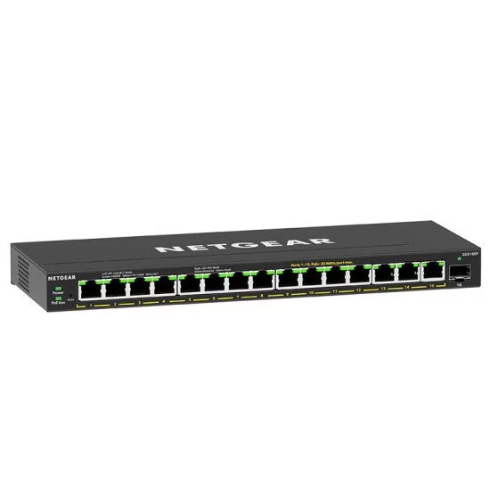 Netgear GS316EP-100PES commutateur réseau Géré Connexion Ethernet, supportant l'alimentation via ce port (PoE) Noir Netgear GS316EP-100PES commutateur réseau Géré Connexion Ethernet, supportant l'alimentation via ce port (PoE) Noir