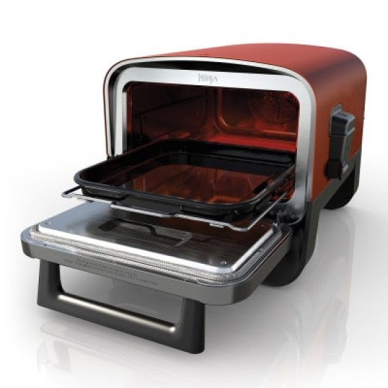 Ninja OO101EU barbecue et grill Électrique + charbon Noir, Rouge, Argent 2400 W